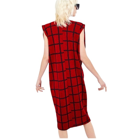 Zara | Black & Red Checkered MIDI Dress - Picture 8 of 13